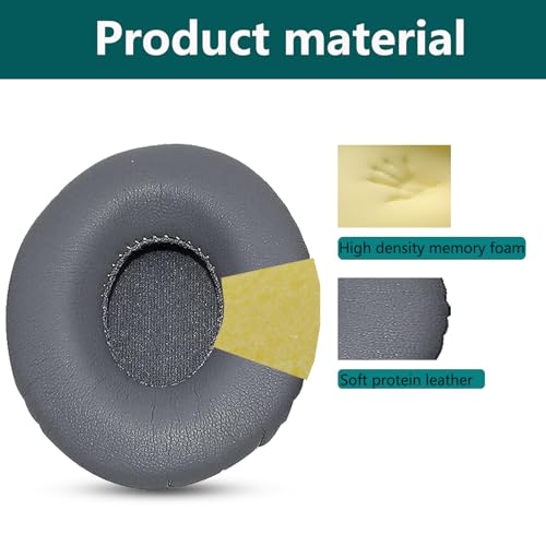 Repuestos de Almohadillas para Oído, Compatibles con Auriculares Beats Solo 1.0 Solo HD con Cable, Cuero Proteico Suave Combinado con Espuma de Memoria de Alta Densidad, Repuestos ACCIUK (Gris) miniatura 2