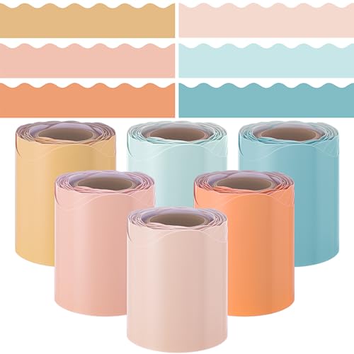 TaoBary Bulletin Board Borders Scalloped Trim,Boho Groovy,98.4 Ft