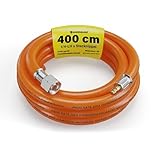 4 m Wohnwagen Gasschlauch mit Schnellkupplung auf 1/4 LH Überwurfmutter – Gasschlauch Caravan auf Wohnmobil – Anschluss an Gassteckdose – DVGW zertifiziert – Propangasschlauch