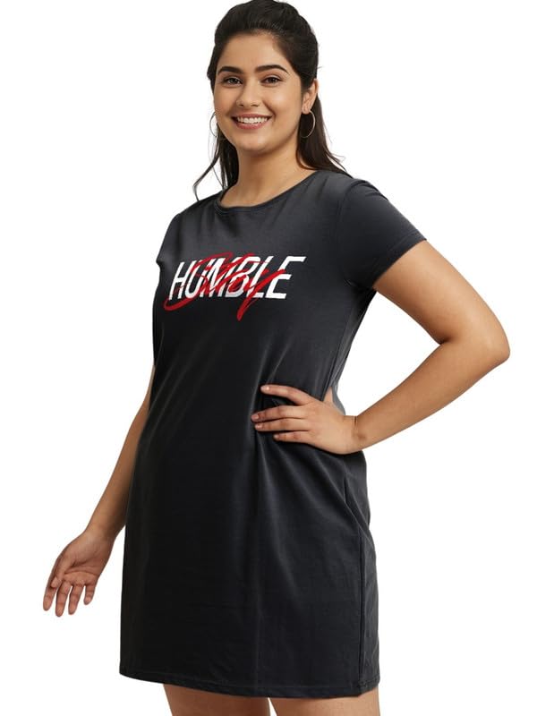 Women’s Cotton Nighty | Printed Knee Length Nighty | Short Sleeve Night Gown | Short Nightdress | Long T-Shirt | Regular Fit Night Gown | Nightwear | Sleepwear & Casual Wear