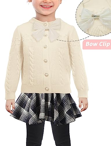 Happy Cherry Baby Girls Knitted Cardigan Button Down Warm Sweater with Bowknot3