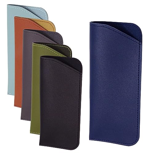Brillenetui Weich Leder Brillentasche 6 Stk Brillen Sonnenbrillen Etui Set Flach Weiche Brillenhülle Brille Tasche für Damen Herren