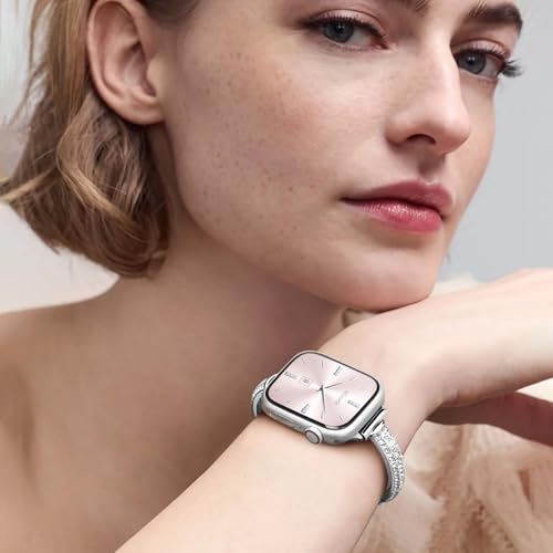 Missair Bands Compatible with Apple Watch Band 38mm 40mm 41mm 42mm 44mm 45mm 46mm 49mm Thin Metal Diamond Bracelet Band with Jewelry Crystal for iWatch Series 10 9 8 7 6 5 4 3 SE Ultra for Women by Missair - Image 5
