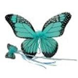 Girls Monarch Butterfly Wings & Wand Set (Turquoise, One Size)