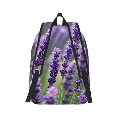 Mochila de viaje cómoda con estampado de lavanda que evita el dolor de espalda 3