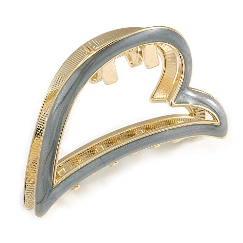 Pinza para el pelo de corazón dorado de 65 mm esmaltada