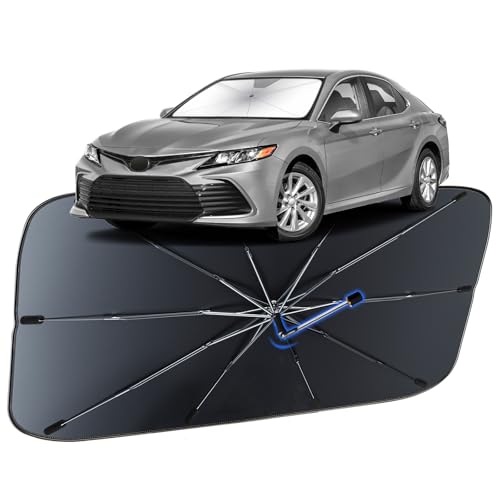 Image of Windshield Sun Shade for Toyota Camry 2012-2024, Umbrella Car Shades with 360Rotating Shaft, Foldable Front Window Sunshade for UV & Heat Protection