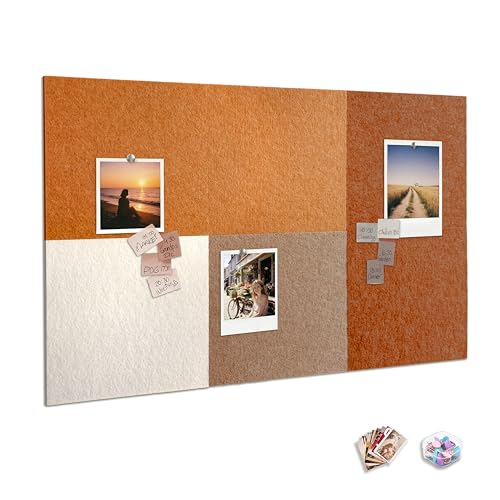 Mifurn 6-Pack Large Modular Felt Wall Tiles, 15.7"x15.7" 4-Color Self-Adhesive