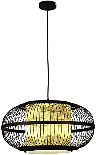 Luminaire rotin fait main pour salon suspension bambou E27 anti-éblouissement