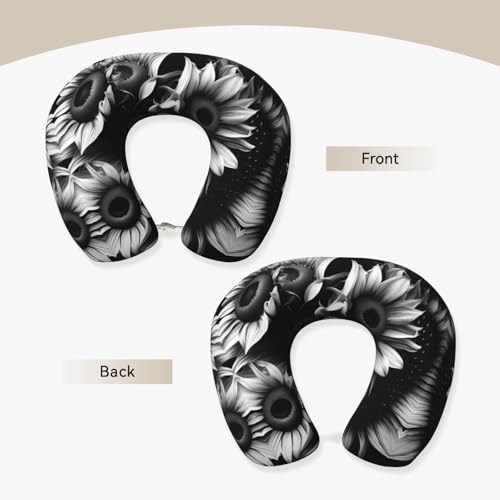 Almohada de viaje con diseño en negro y blanco miniatura 3
