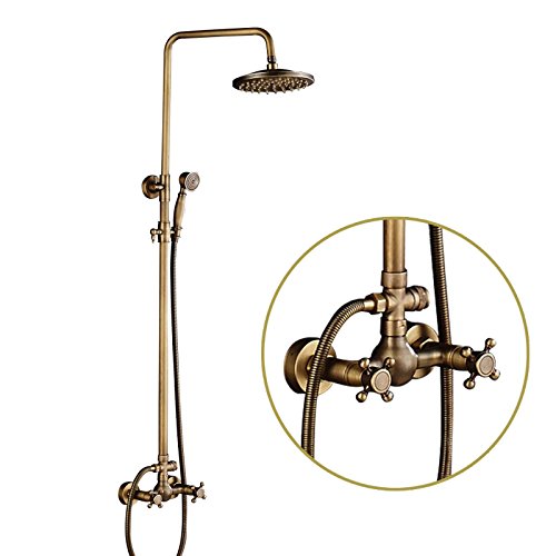 Rozin - Juego de grifo de ducha de latón envejecido para montar en la pared
