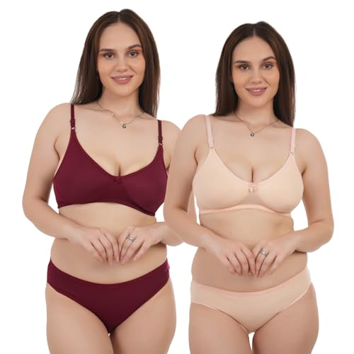 Image of UNITRUST Premium Lingerie Set with Full Coverage Non-Padded Bra and Hipster Panty Set