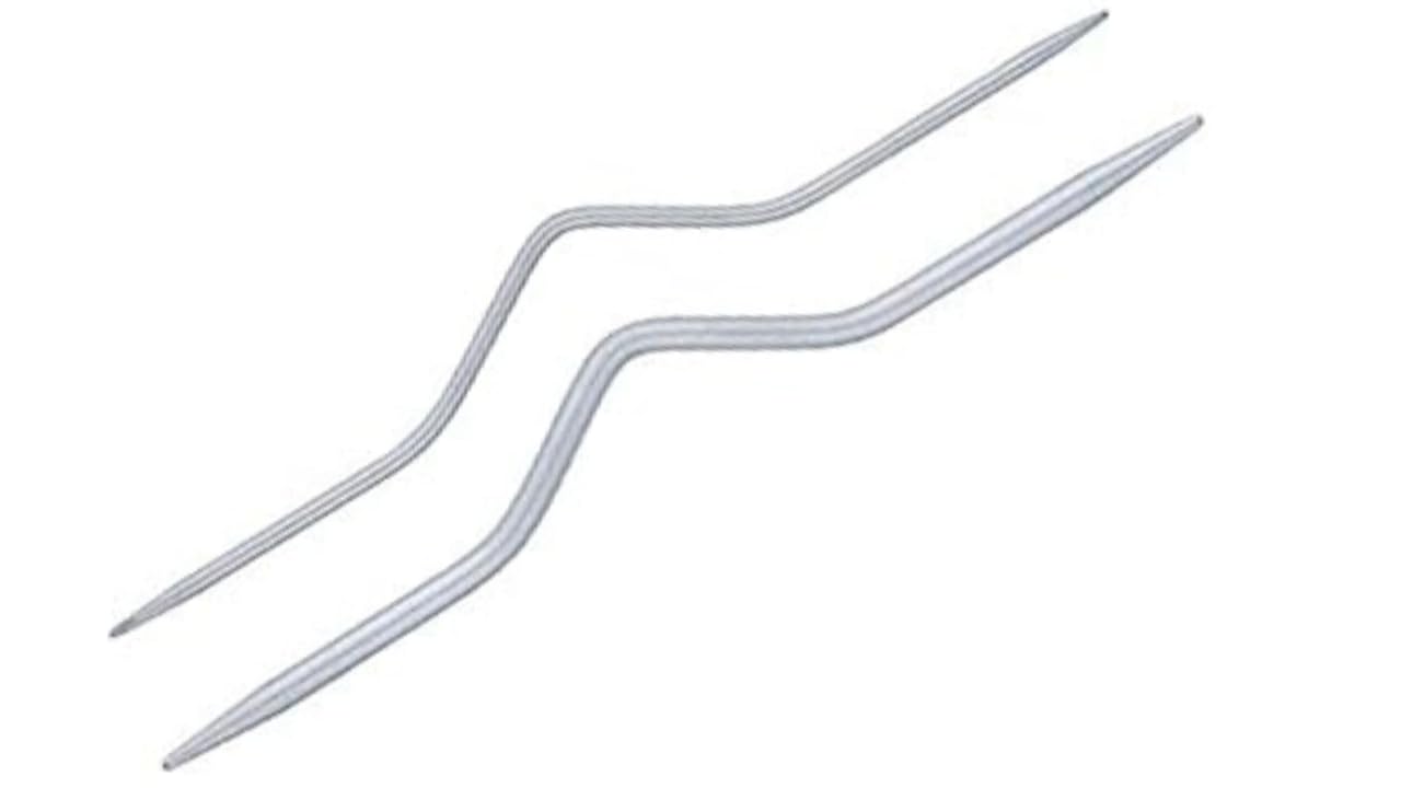 Aarnav Grey 2Pcs Aluminium Cable Needles Cranked 3Mm, 4Mm, Cranked Cable Needle To Hold Stitches, Cable Stitch Holder, Bent Cable Needles