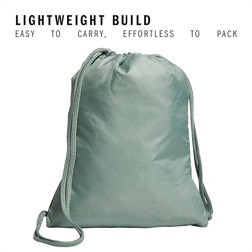 Image of adidas Alliance Sackpack, Drawstring Backpack, Lightweight Small Gym Bag for Women and Men, Silver Green /White /Onix Grey, One Size, Alliance Sackpack - Drawstring Backpack Small Bag for Men and Women
