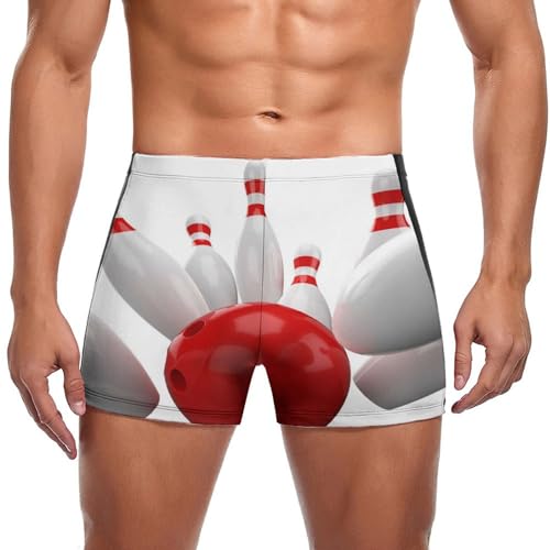 Maillot de bain homme rouge Bowling à séchage rapide et haute élasticité