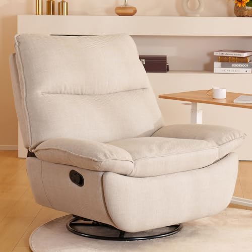 Image of FLEXISPOT Recliner Chair for Adults 350 LBS, Oversized Swivel Rocker Recliner Chair w/Adjustable Backrest Side Pocket, Cross-Legged Armless Sofa for Living Room Bedroom Nursery, White (XRC7/XC6)