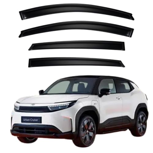 Image of Premium Smoke Car Door Visor Front+Rear Sun /Rain Guard Outside Mount Tape-On Window Visors Compatible with Toyota Urban Cruiser Ebella (2026 Onwards)