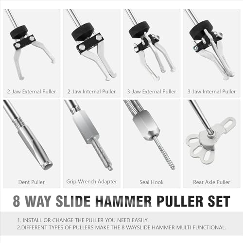 Image of DNA MOTORING 8-Way Slide Hammer Dent Puller Set Auto Body Repair Tool Kit For Most Front-wheel Drive Hubs Rear Axle Shafts, with Carrying Case, TOOLS-00294