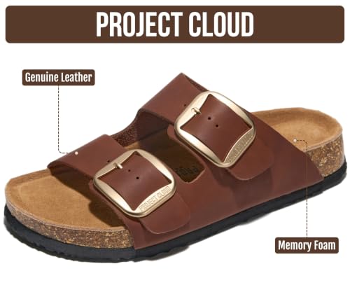 Image of Project Cloud 100% Genuine Leather Footbed Sandals for Women (Santorini)
