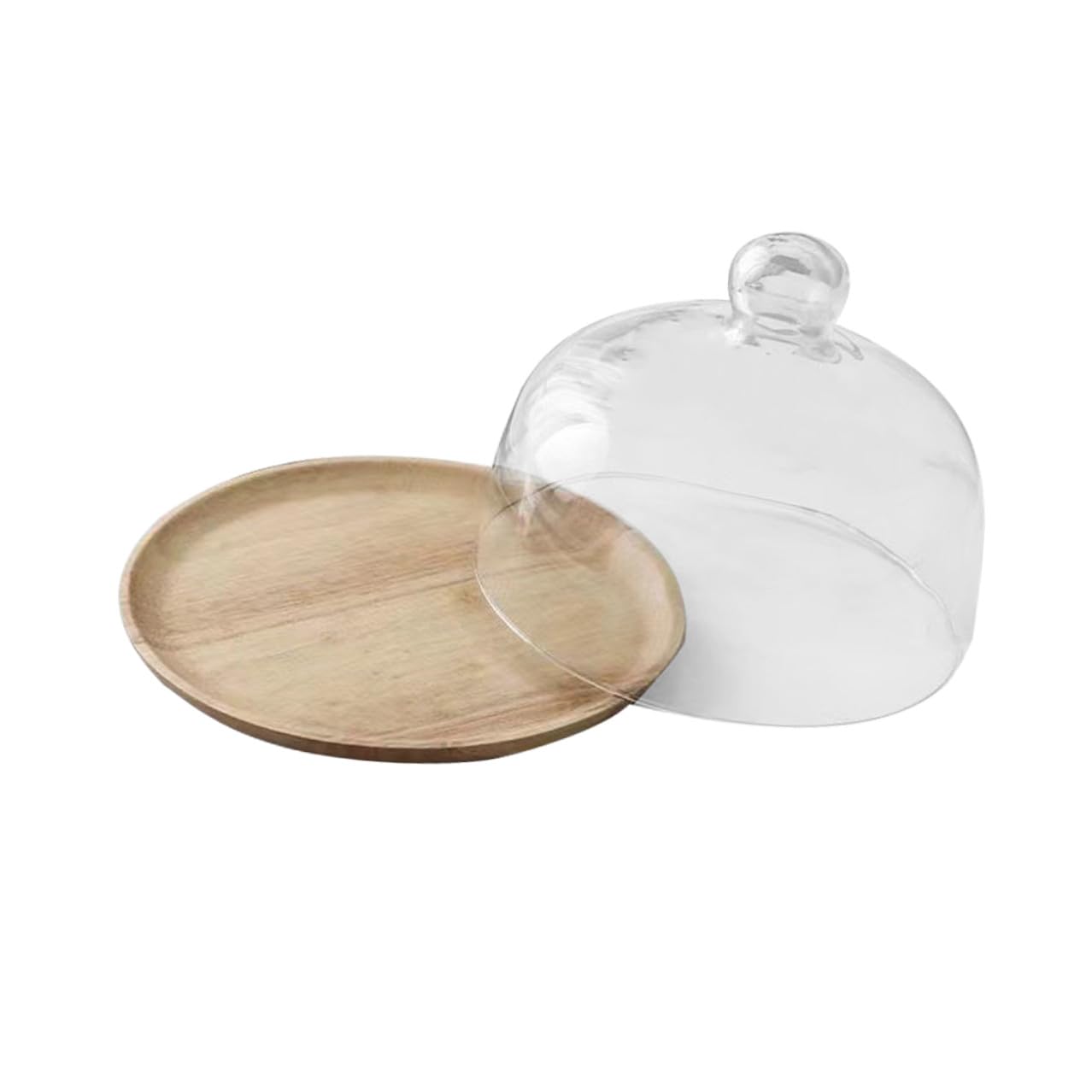 Abaodam Alzatina di Snack e Cupcake per Esposizione e Conservazione Cupola in Vetro Vassoio Raffinato Cupola in Legno per Dolci per Matrimoni ed Eventi