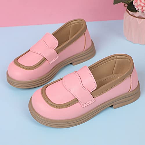 Girls Dress Shoes Chunky Loafers for Girl Platform Loafers School Unifor𝐦 Slip On Shoes School Shoes Toddler Girls (Pink, 13 Little Child)4