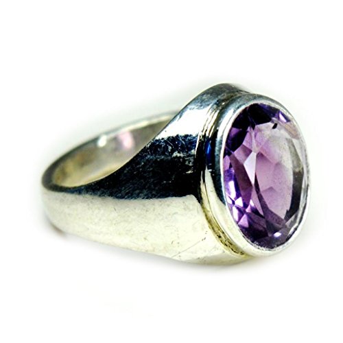 Bague Améthyste naturelle pour femme en argent ovale massif