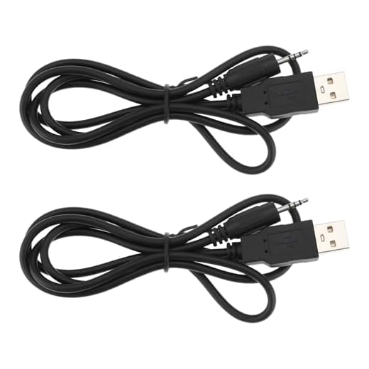YINETTECH 2 x 2,5 mm Stecker auf USB-Ladekabel, kompatibel mit JBL E50BT Bluetooth-Kopfhörern, schwarz