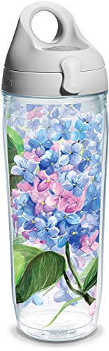 Tervis Hydrangeas Wrap Water Bottle with Grey Lid, 24-Ounce, Garden Party -