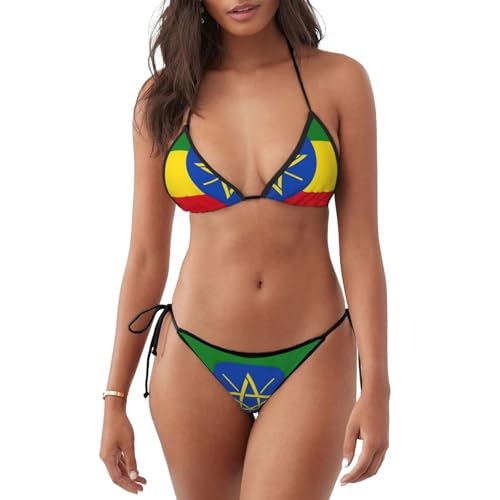 Bikini Bandera De Etiopía Impresa Bikini Sexy Conjuntos De Bikinis Dos Piezas Traje De Baño para Verano SPA Beach M