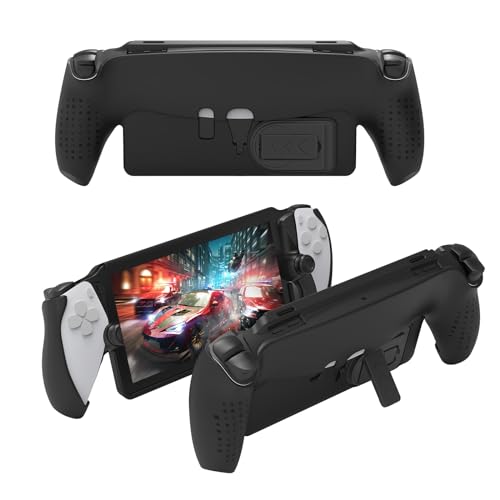 for PlayStation Portal Case with Kickstand TPU Protective Cover Shockproof Anti-Scratch Protector for Sony PlayStation Portal Remote Player with Precision Cut-outs (Black)