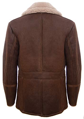 Mens Brown German Classic Real Sheepskin Shearling Leather Cromby Jacket Coat4