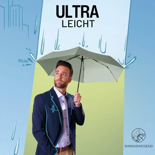Knirps Taschenschirm Ultra US.050 Slim Manual – Ultra leicht und flach – Sturmfest – Windproof – 21 cm – Navy