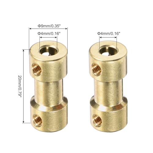 QUARKZMAN 6 Stück 4mm auf 4mm Messing Wellenkupplung Verbindungsstück mit Schrauben und Sechskantschlüssel Flexibler Motorwellenkupplung für Autoreifenwellenmotor