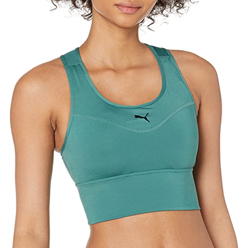 PUMA Women's Mid Impact Long Line Bra, Blue Spruce, X-Large