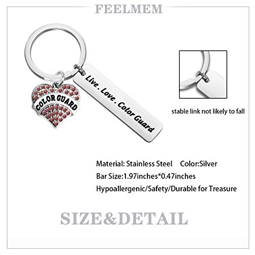 FEELMEM Color Guard Jewelry Color Guard Live Love Charm Keychain Winter Guard Senior Grad Gift Flag Girl Jewelry2
