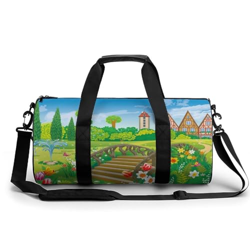 Duffel bag fleurs et papillons avec grande ouverture zippée