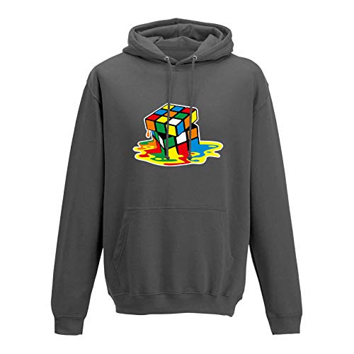 Hoodie Sheldon Würfel Big Bang Theory 80er Cube Nerd 10 Farben Herren XS-5XL Rätsel Puzzle Logik Geduldspiel Retro-Shirt Vintage Style, Farbe:dunkelgrau, Größe:3XL