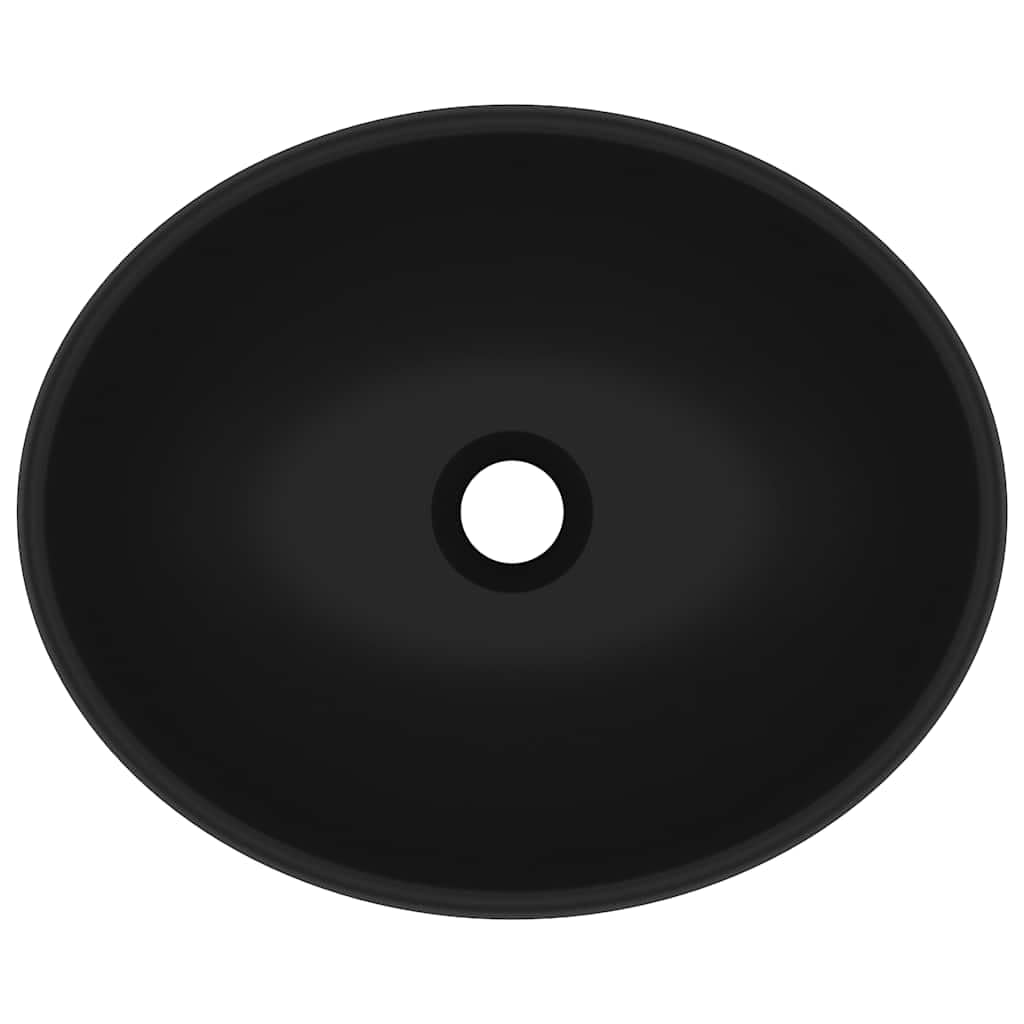 Lavabo ovale nero opaco, in ceramica, 40 x 33 cm, per bagno degli ospiti, WC degli ospiti, ristrutturazione, ristrutturazione, ristrutturazione, lavandino da parete, 40 x 33 cm