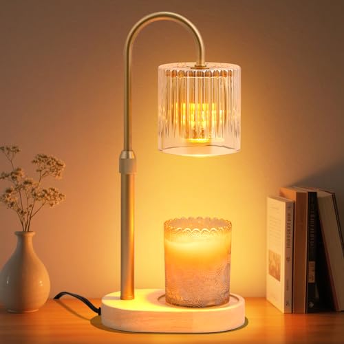 Candle Warmer Lamp with Timer: Modern Style Adjustable Height Candle Warmer Lamp Home Decor Safe Flame Free for Wax Blocks and Jar Candles
