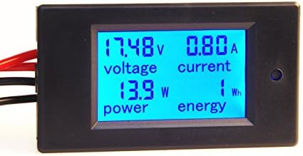 KNACRO DC 6.5-100V 20A Voltage Amperage Power Energy Meter DC Volt Amp Tester Gauge Monitor LCD Digital Display with Blue Backlight Measuring Volts Current with Built-in Shunt