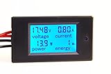 KNACRO DC 6.5-100V 20A Voltage Amperage Power Energy Meter DC Volt Amp Tester Gauge Monitor LCD Digi