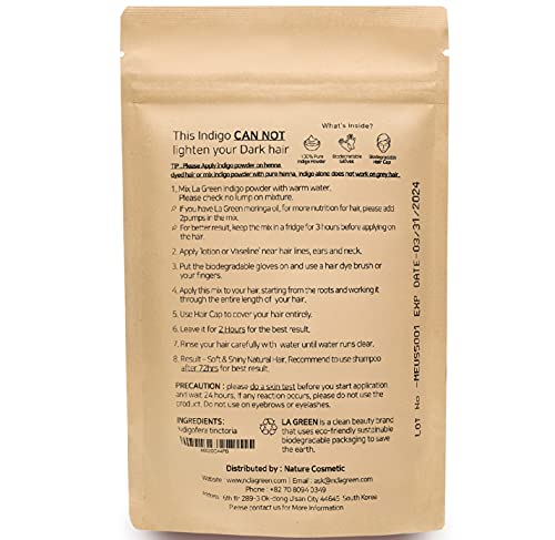 Polvo de índigo orgánico para teñir cabello 100 g miniatura 2