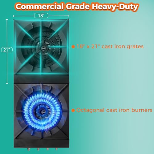 Image of 18 Inch 2 Burner 160,000 BTU Hot Plate, Stainless Steel Commercial Gas Stove, NG /LP Convertible, ETL Certified