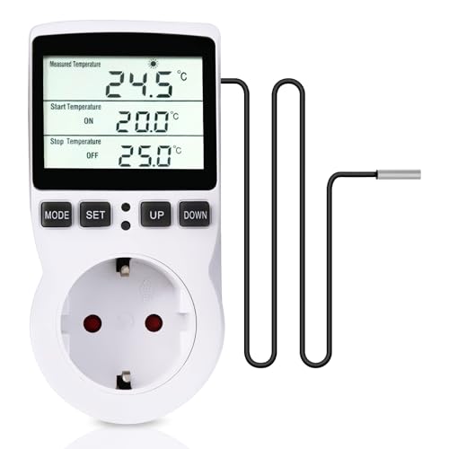 Pixelure Digitales Thermostat mit LCD-Temperaturregelung, multifunktional, mit Timer und Sonde für Gewächshaus, Aquarium, Terrarium, Aquarium, Reptil, Inkubator Pixelure Digitales Thermostat mit LCD-Temperaturregelung, multifunktional, mit Timer und Sonde für Gewächshaus, Aquarium, Terrarium, Aquarium, Reptil, Inkubator