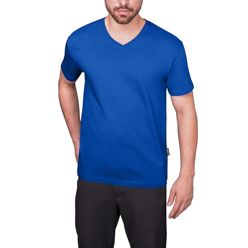 HRM Herren Luxury V-Neck Tee, royalblau, Gr. S I Premium T-Shirt Herren...