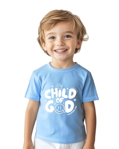 Image of Christian T-Shirts Child of God Shirt Kids Toddler Cute Girls Boys Short Sleeve Tops Graphic I'm A Child of God Tee 2-8 Years