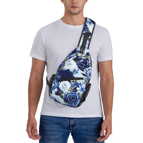 Mochila Bandolera con Estampado Floral Azul para Deportes miniatura 7
