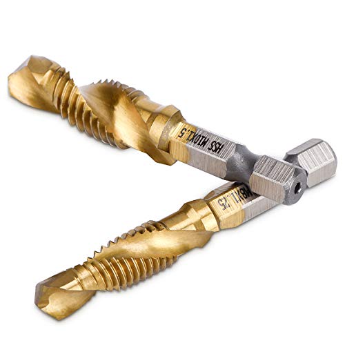 Ydlqwcz Combination Drill Tap Bit Set 6 Piece Hex Shank Quick Change Hss Titanium Coated Spiral Tap Drill Bit Include M3 M4 M5 M6 M8 M10 Spiral Screw Tap Set #TOP5