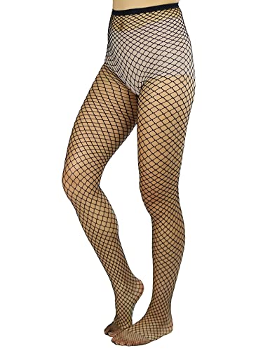 Image of Lastclream High Waisted Fishnet Tights for Women Sexy Fishnets Stockings Full Footed Fishnet Sheer Pantyhose Plus Size