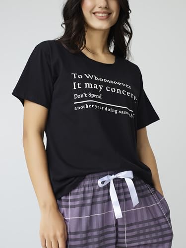 Image of Night Suit for Womens Checks Printed Cotton Night Dress of Top and Pajama Set 9410
